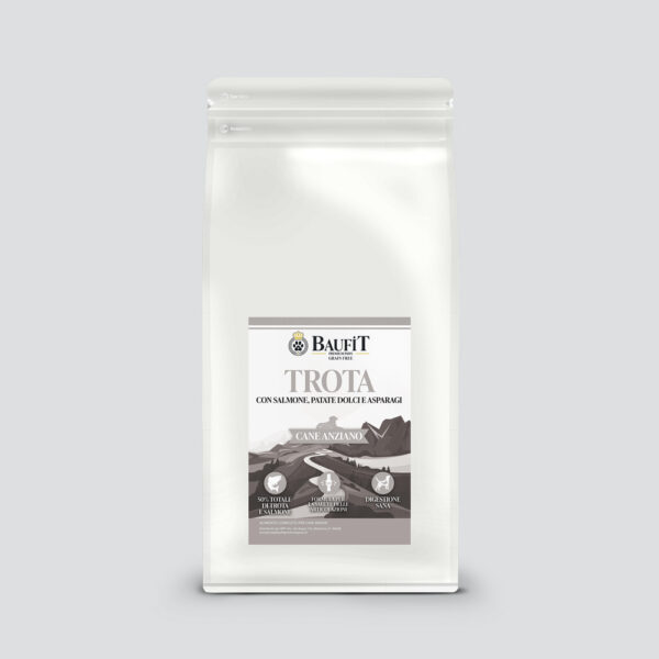 Crocchette per Cane Anziano Baufit – Grain Free alla Trota e Asparagi