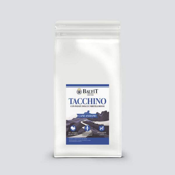 Crocchette per Cane Anziano Baufit – Grain Free al Tacchino Britannico e Mirtilli Rossi